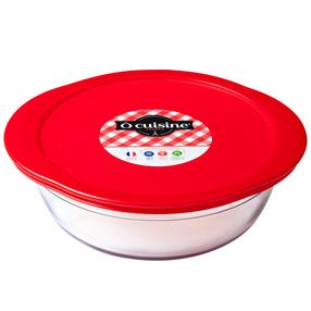 Kepimo forma su dangčiu Ocuisine, skaidri sp./raudona sp., 23 cm x 26 cm, 2.3 l