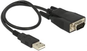 Adapteris Delock 62958 USB 2.0 A female, RS-232 DB9 male, 0.35 m, melna krās.