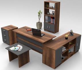 Biroja mēbeļu komplekts Kalune Design VO15 956LCS2122, antracīta krās./brūna krās., 73.8 cm x 60 cm x 140 cm