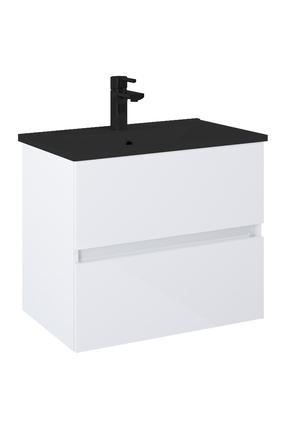 Rippuv vannitoakapp Elita HERON, valge v./matt must v., 0.395 cm x 0.61 cm x 0.37 cm
