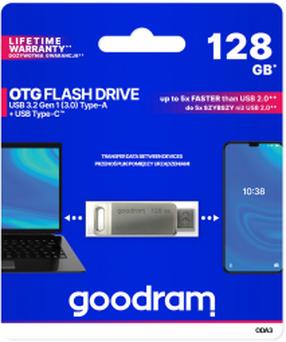 USB atmintinė Goodram ODA3, sidabro sp., 128 GB