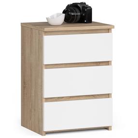 Ночной столик Akord CL3, белый цв./дуб сонома цв., 57 см x 40 см x 35 см