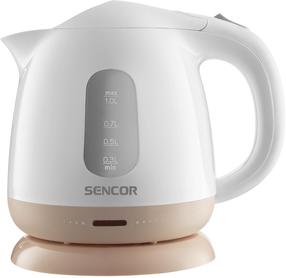 Электрический чайник Sencor SWK 1102RS, 1 л, белый цв./коричневатый цв.