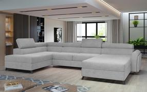 Kampinė sofa Josette Grande 81, šviesiai pilka sp., kairinė, 200 x 370 cm x 98 cm