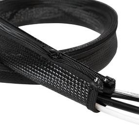 Kabeļa organizators Logilink Cable Sleeve w/ Zipper, 35mm, 2m, black, 2000 x 35 mm, melna krās.
