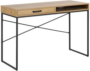 Rašomasis stalas su stalčiais Home4you Seaford 89405, 110 cm x 45 cm, 75 cm, ąžuolo sp./juoda sp.