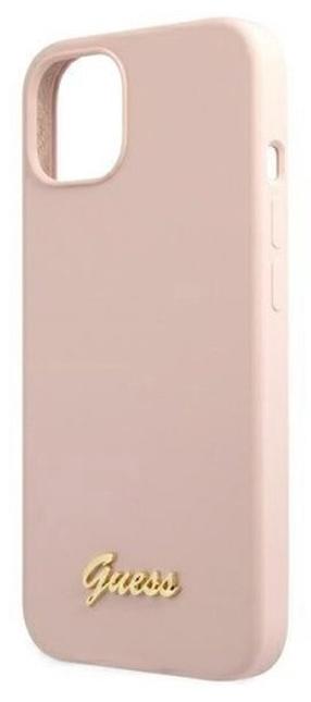 Чехол для телефона Guess Silicone Script Gold Logo GUHMP13LLSLMGLP, розовый цв., Apple
