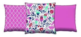 Dekoratyvinė pagalvėlė Mioli Decor Set, rožinė sp./violetinė sp./įvairių spalvų, 43 cm x 43 cm, 3 vnt.