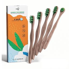 Hambaharja komplekt Moti Co Bamboo, pruun v./roheline v.