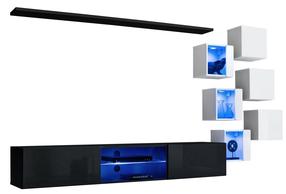 Sekcija ASM Switch XXI, balta sp./juoda sp., 260 cm x 40 cm x 140 cm