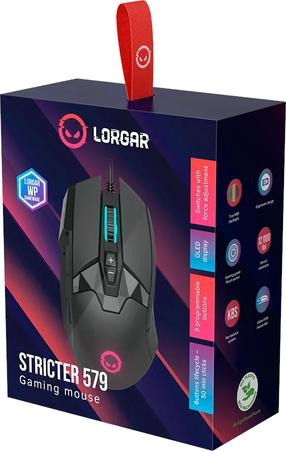 Laidinė žaidimų pelė Lorgar Stricter 579 (LRG-GMS579), juoda sp.