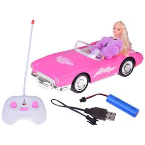 Lėlė su priedais, su automobiliu Anlily Deluxe Retro Car, 30 cm, rožinė sp.