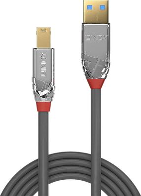 Vads Lindy Cromo Line USB 3.0 A male, USB 3.0 B male, 2 m, melna krās.