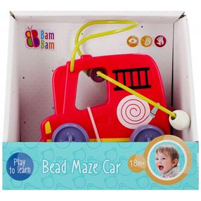Izglītojošs labirints ar riteņiem BamBam Fire Emergency Car, balta krās.
