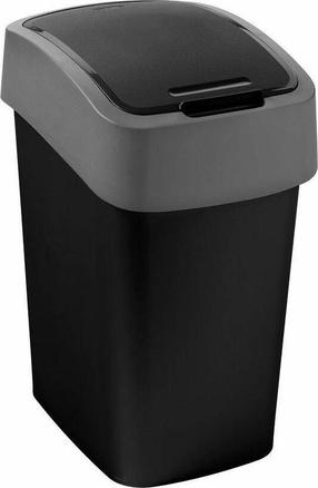 Šiukšliadėžė Curver FlipBin, sidabro sp./juoda sp., 9 l, 35 cm x 24 cm