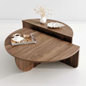Kavos staliukas Kalune Design Podium, riešuto sp., 30 cm x 90 cm x 35 - 60 cm