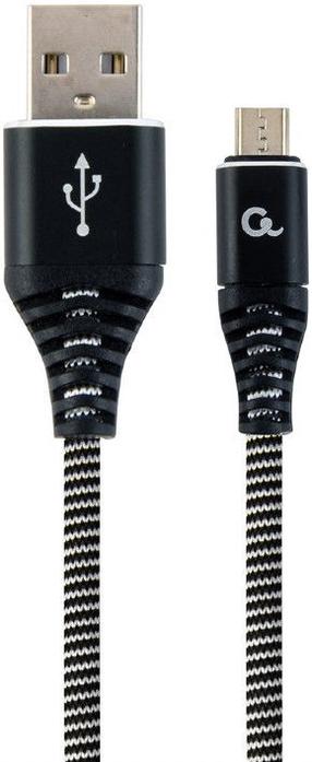 Vads Gembird USB To Micro USB Premium Cotton Braided USB 2.0, Micro USB, 1 m, balta krās./melna krās.