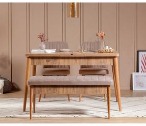 Valgomojo komplektas Kalune Design Vina, pušies sp./šviesiai rožinė sp.