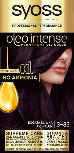 Matu krāsa Schwarzkopf Oleo Intense, rich plum krās., 3-33, 115 ml