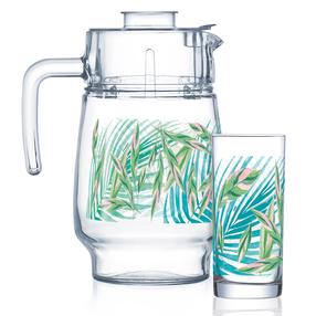Krūka ar glāzēm Luminarc Crazifolia, plastmasa, 0.270 l, 7 gab.