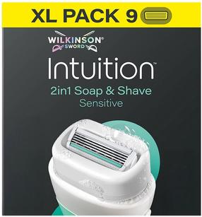 Сменные картриджи для бритв Wilkinson Sword Intuition 2in1 Soap & Shave Sensitive, 9 шт.