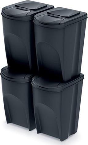 Atliekų rūšiavimo sistema Prosperplast IKWB35S4-S411, 4 x 35L l, juoda sp.