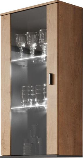 Vitrina Cama Meble Soho 2, ąžuolo/juoda, 60 cm x 29 cm x 115 cm