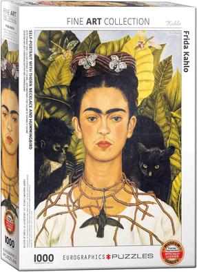 Puzle Eurographics Fine Art Frida Kahlo With Thorn Necklace and Hummingbird, 67.3 cm x 48.9 cm, 1000 gab., daudzkrāsaina