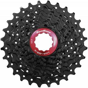 Kassetid ja varuosad SunRace CSRX0 FRWE145, alumiinium, must v./punane v.