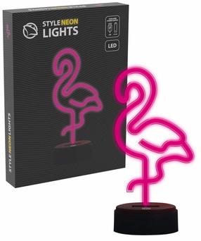 Dekoracija "Flamingas" Manta Style Neon Lights su LED apšvietimu, 25 cm, 12 cm, rožinė sp.
