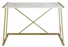 Rašomasis stalas Kalune Design Anemon 541HDL1105, 120 cm x 60 cm, 75 cm, aukso sp./balta sp.