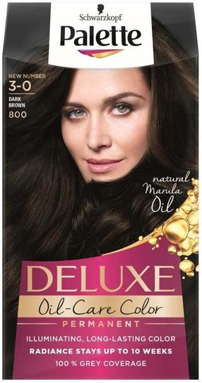 Plaukų dažai Schwarzkopf Palette Deluxe Oil-Care Color, tamsiai ruda sp., 3-0 (800), 60 ml
