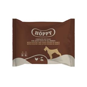 Šlapias šunų maistas Höppy, žvėriena / kepenėlės / paukštiena, 0,1 kg x 4 vnt.
