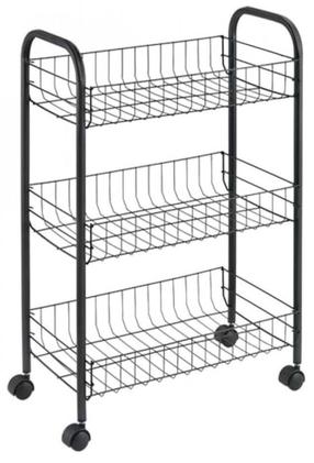 Trijų pakopų vežimėlis ant ratų Metaltex Lugano, 41 cm x 63 cm x 23 cm, juoda sp.