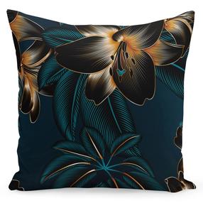 Dekoratyvinės pagalvėlės užvalkalas Mariall Lily, geltona sp./juoda sp./turkio sp., 40 cm x 40 cm