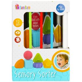 Sensorā bumba, formu šķirotājs BamBam Sensory Sorter, daudzkrāsaina, 7 gab.