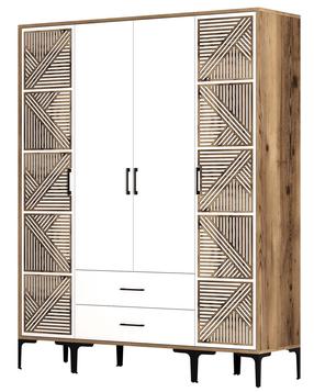 Spinta Kalune Design Kumsal PTP, balta sp./riešuto sp., 47.5 cm x 160 cm x 201.4 cm