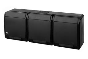 Trivietis kištukinis lizdas Elektro-Plast Hermes 0326-09, su įžeminimu, IP44, juoda sp.