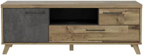 TV staliukas Forte Ricciano, ąžuolo sp./pilka sp., 52.2 cm x 154.5 cm x 56.8 cm