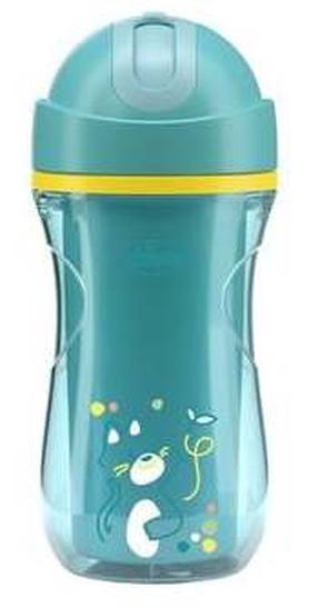 Dzeramā pudele ar silikona salmiņu Chicco Mix & Match 699125, 266 ml, 14 mēn., plastmasa, zaļa krās.