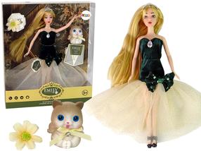 Кукла с аксессуарами Lean Toys Emily с котёнком песочного цвета, 30 см, Многоцветный