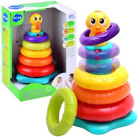 Интерактивная пирамида, утка Hola Little Rainbow, 22 см, многоцветный, 6 шт.