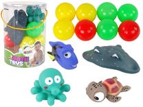 Vonios žaislų rinkinys Lean Toys Sea Animals And Balls 15957, įvairių spalvų, 12 vnt.