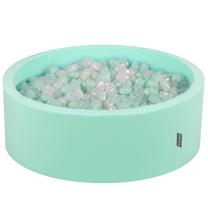 Baseinas su kamuoliukais KiddyMoon Round Ball Pit Round 600 Stars, 90 cm x 90 cm, 600 vnt, skaidri sp./balta sp.