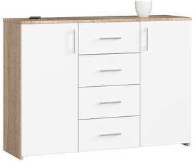 Комод Akord K45, белый цв./дуб сонома цв., 80 см x 110 см x 35 см
