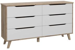 Komoda Forte Scandinavian, balta sp./medžio sp., 86.3 cm x 154.7 cm x 42 cm