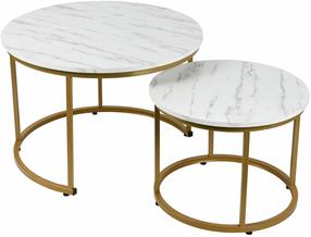 Kavos staliukų komplektas Dolores, baltas, 50 - 70 cm x 70 cm x 39 - 47 cm, 2 vnt.