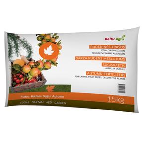 Mēslojums zālienam, augļu kokiem Baltic Agro, granulēts, 15 kg