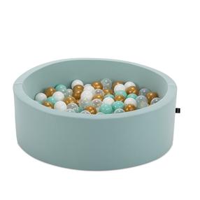 Baseins ar bumbiņām Kalune Design Bubble Pops, ⌀ 85 cm, 200 gab, zelta krās. balts krās.