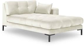 Sofa Micadoni Home Mamaia Velvet Chaise Longue Right, juoda sp./kreminė sp., dešininė, 185 x 102 cm x 75 cm